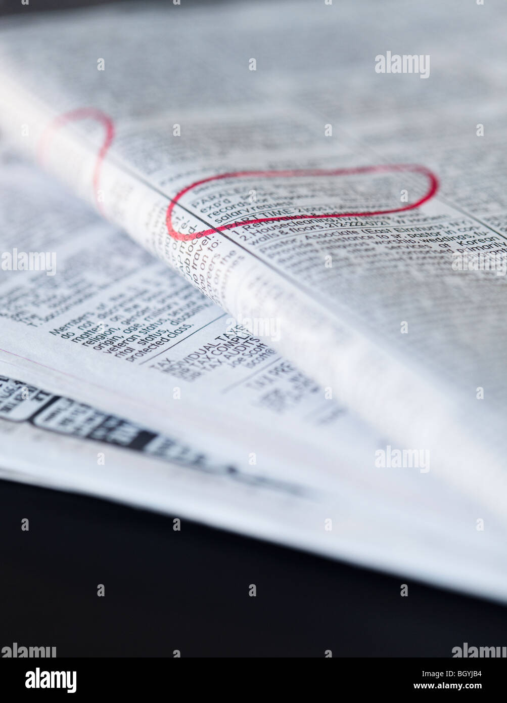 Kleinanzeigen in der Zeitung Stockfoto