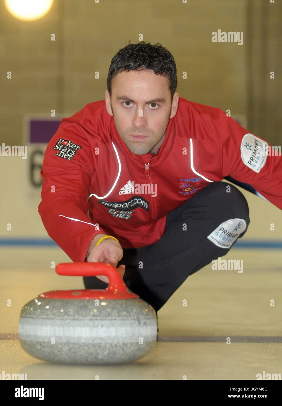 Überspringen Sie David Murdoch, die Männer Team GB Curling-Teams für die Olympischen Winterspiele in Vancouver Kanada 2010. Stockfoto
