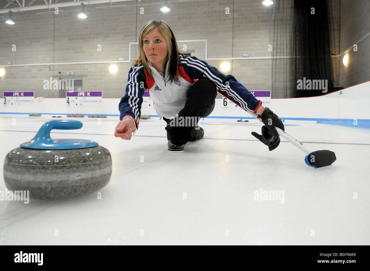 Eve Muihead Skip (Kapitän) der britischen Frauen Curling Team für Vancouver Kanada 2010 Stockfoto