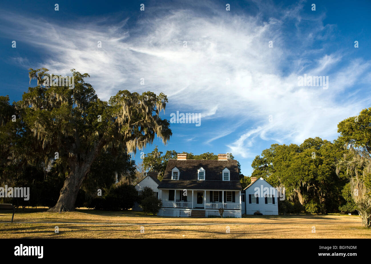 Haus auf dem Gelände der Charles Pinckney National Historic Site, in der Nähe von Charleston, South Carolina, Vereinigte Staaten von Amerika. Stockfoto