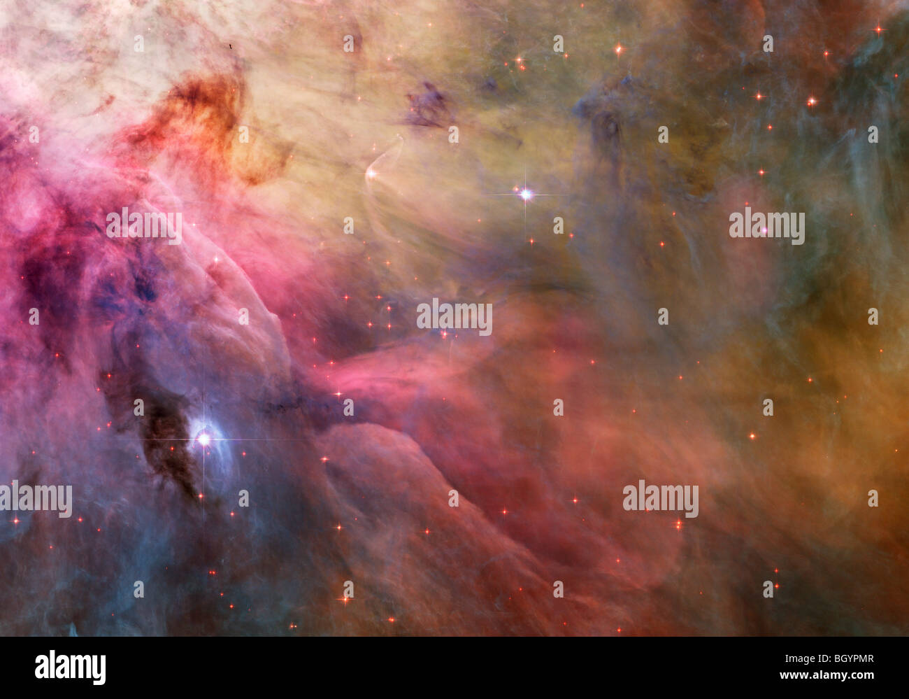 Hubble-Bild von Nebel in Orion, dichten interstellaren Gaswolken sind neue Sterne bilden Regionen. Stockfoto