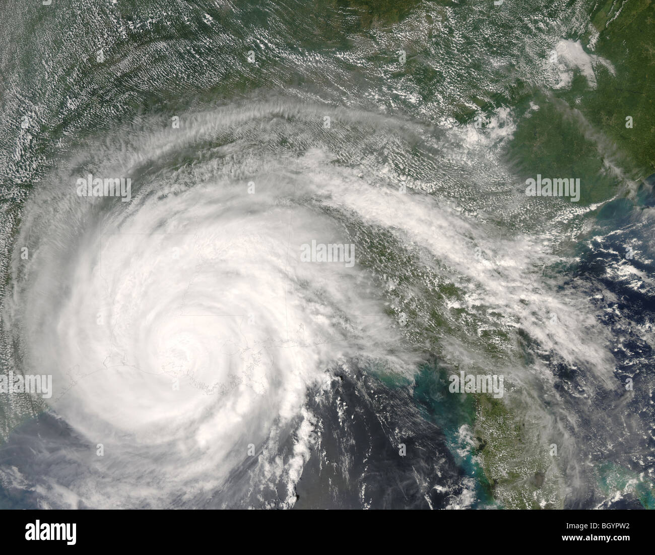 Hurrikan Gustav (07L) über Louisiana, Sat: Aqua Kredit NASA Stockfoto