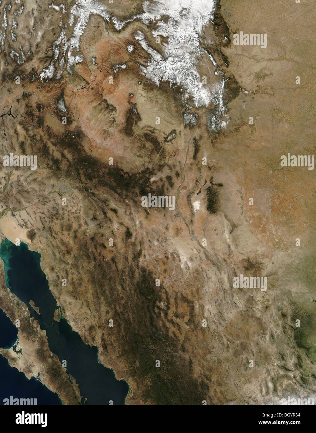 Südwesten der USA und Mexiko per Satellit gesehen. Kredit NASA Stockfoto