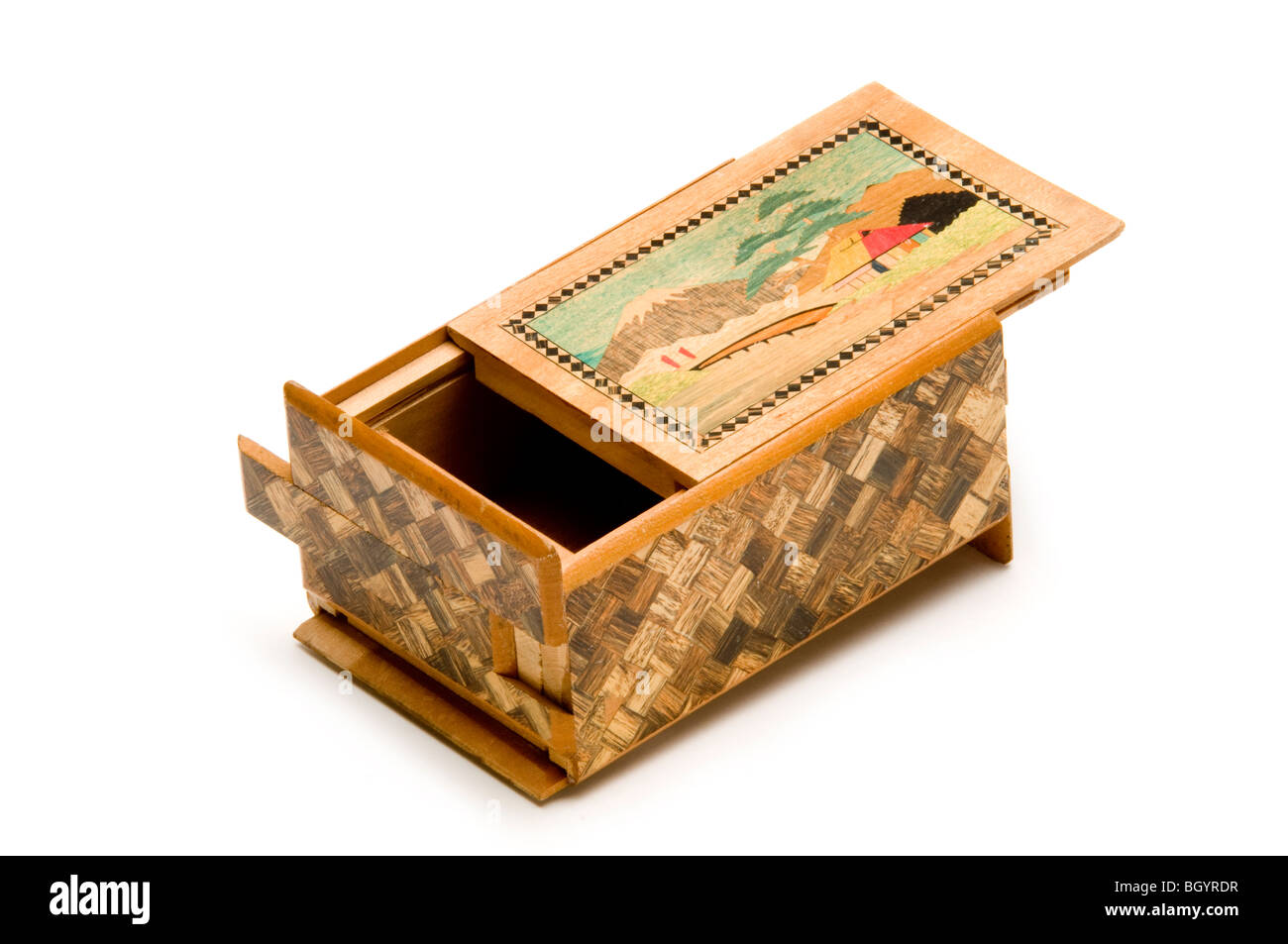 chinesische Holz Puzzlebox Stockfoto