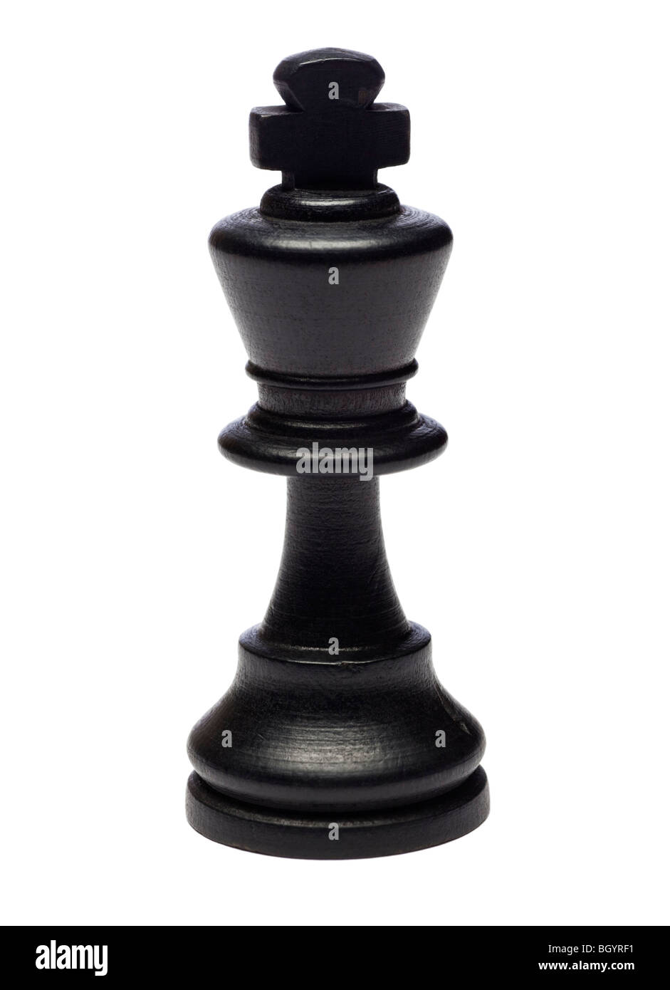 Schwarzer König Schachfigur, Staunton Buchsbaum, Studio auf weißem Hintergrund Stockfoto
