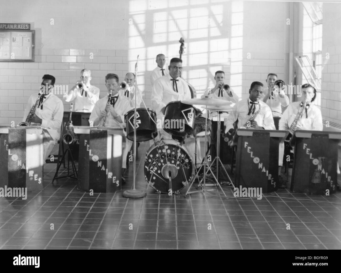 Häftling Band, "The Felonaires". Die Band war sehr beliebt und haben sogar Konzerte außerhalb des Gefängnisses. Ca der 1950er Jahre. Nebraska State Penitentiary Stockfoto