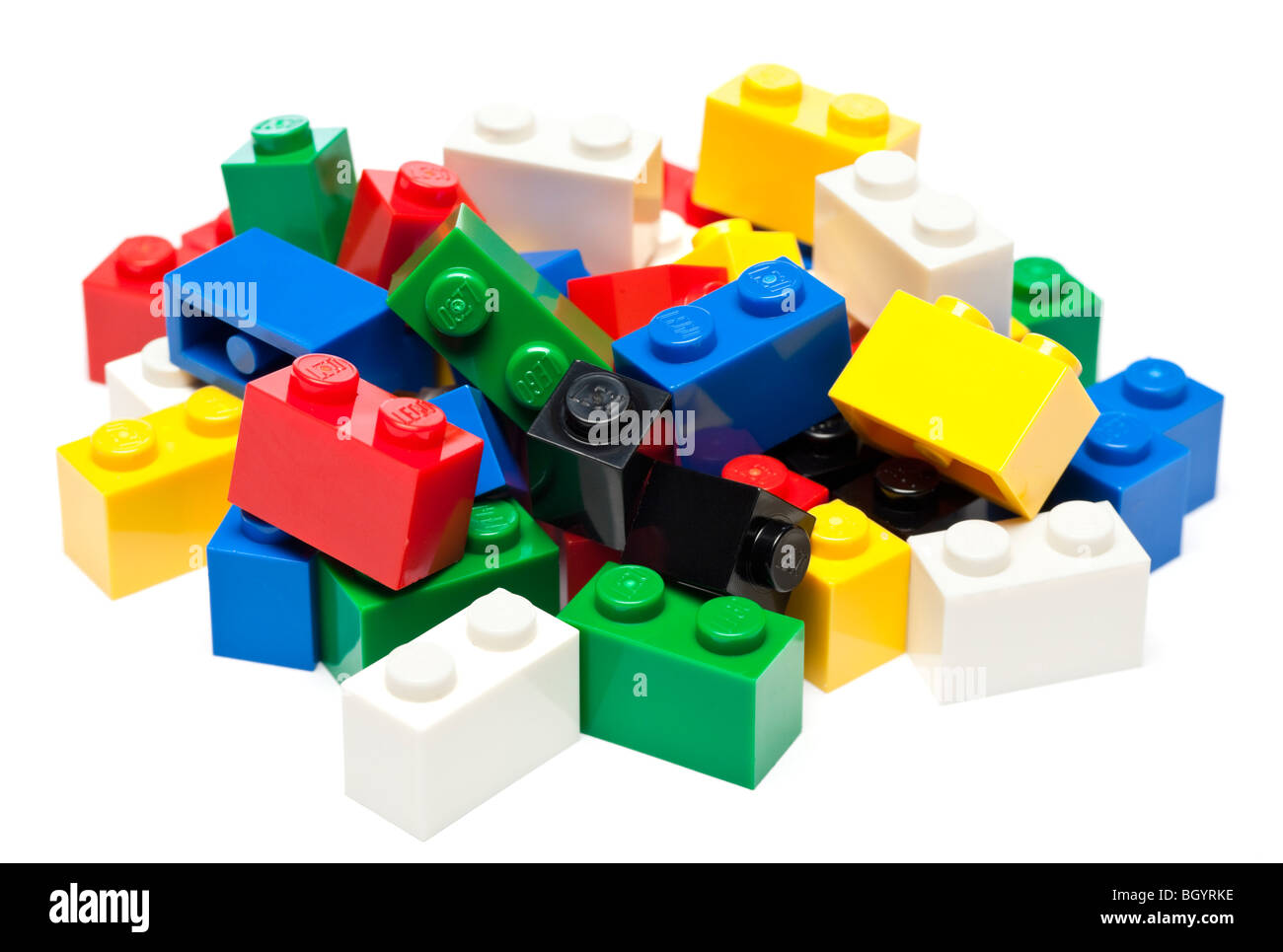 Stapel der Lego Steine Bausteine Stockfoto