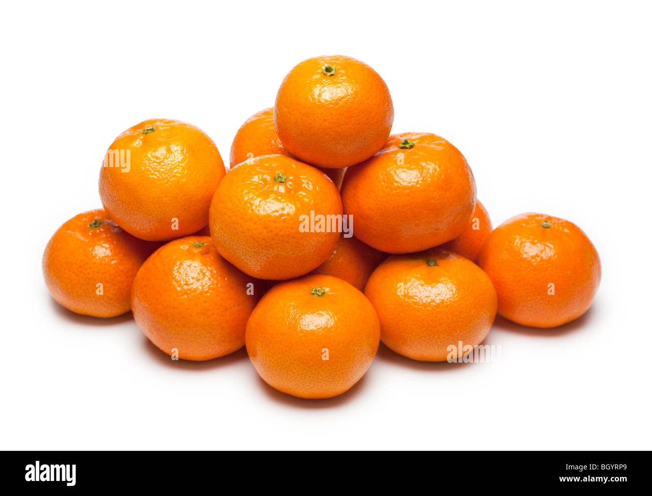 Clementinen Gruppe auf weiß Stockfoto