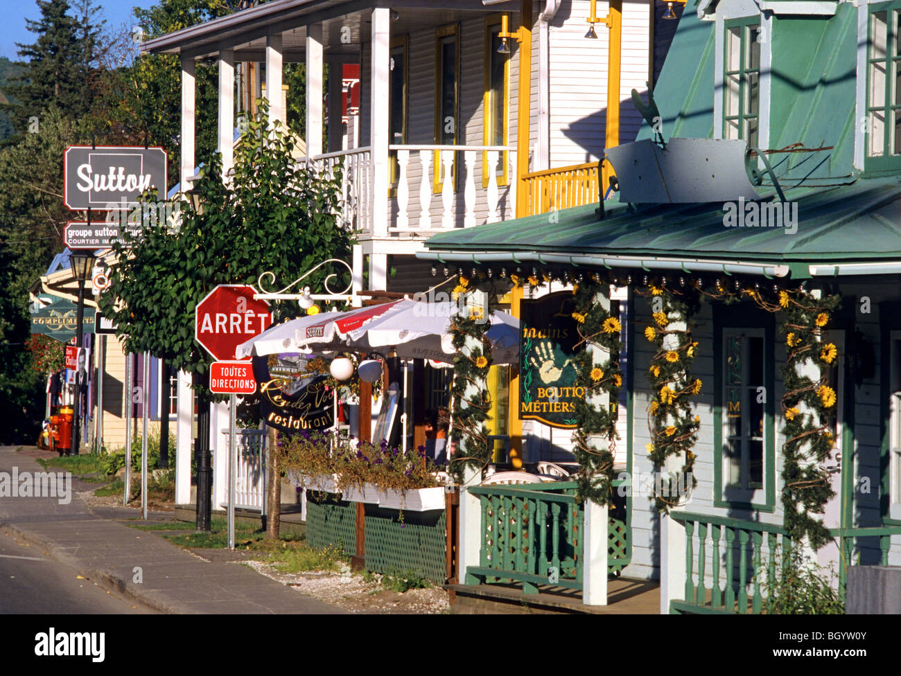 Dorf von Saint-Sauveur, Laurentides Quebec Kanada Stockfoto