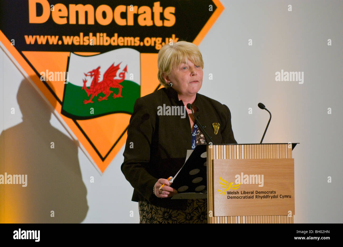 Jenny Randerson spreche zu Waliser Liberal-Demokraten-Konferenz in Cardiff South Wales UK Stockfoto