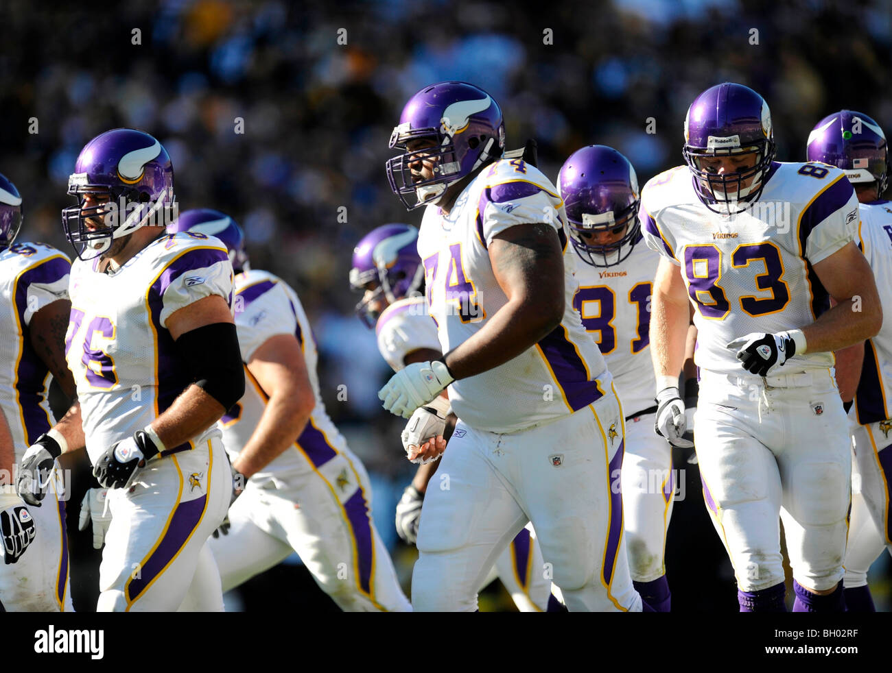 Die Minnesota Vikings Straftat Fuß an der Line Of scrimmage Stockfoto