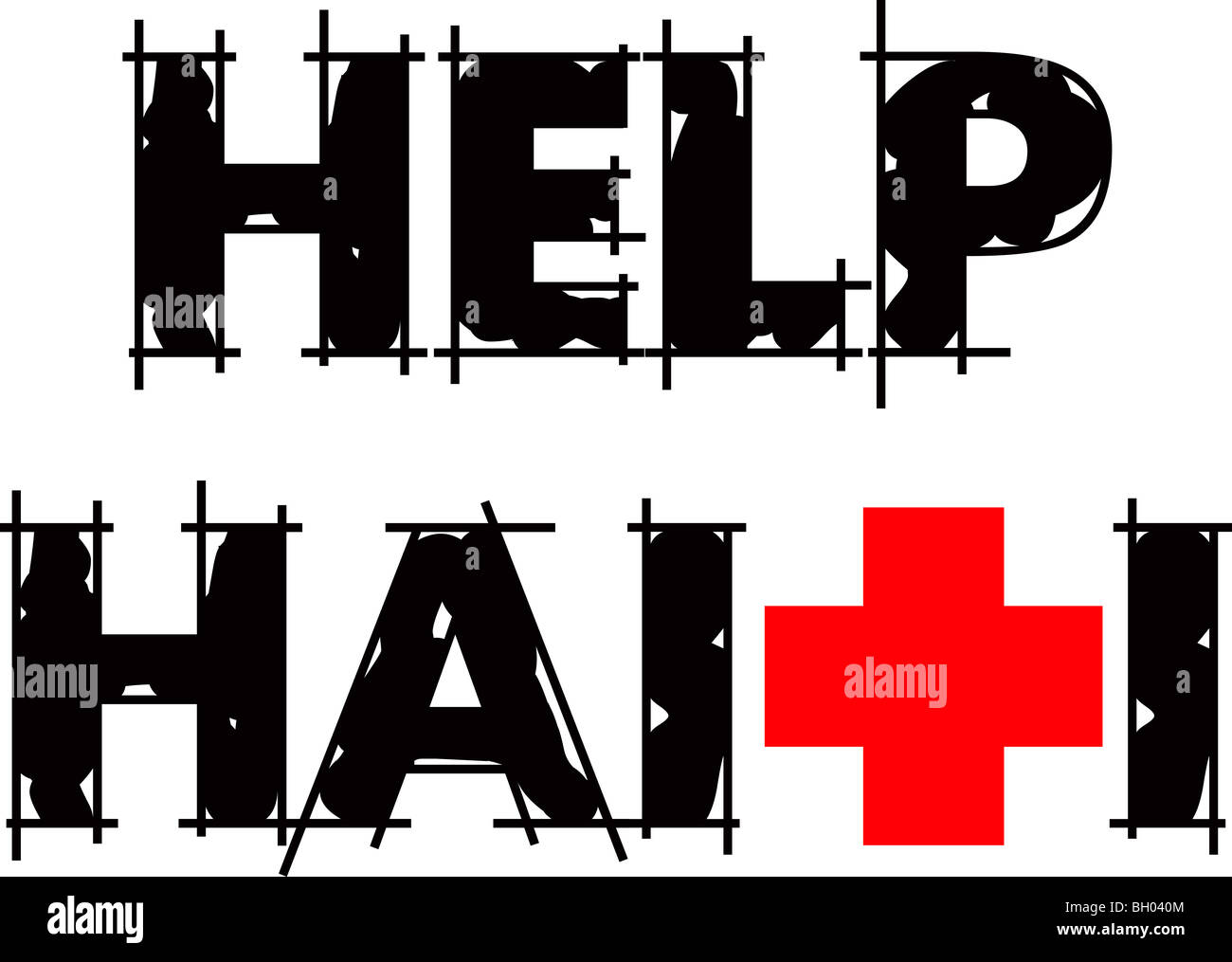 Vektor-Illustration, Haiti mit dem roten Kreuz zu helfen. Stockfoto