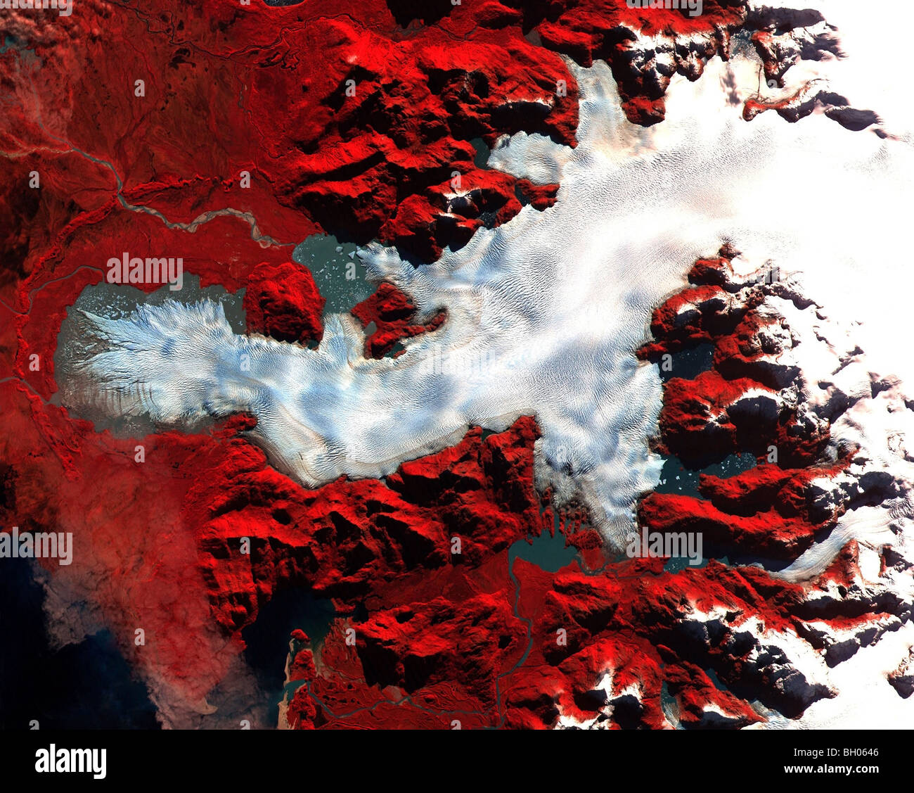 Nord Patagonien Ice Sheet, Chile in der Nähe von Latitude 47 Grad Süd, Länge 73 Grad West. Stockfoto