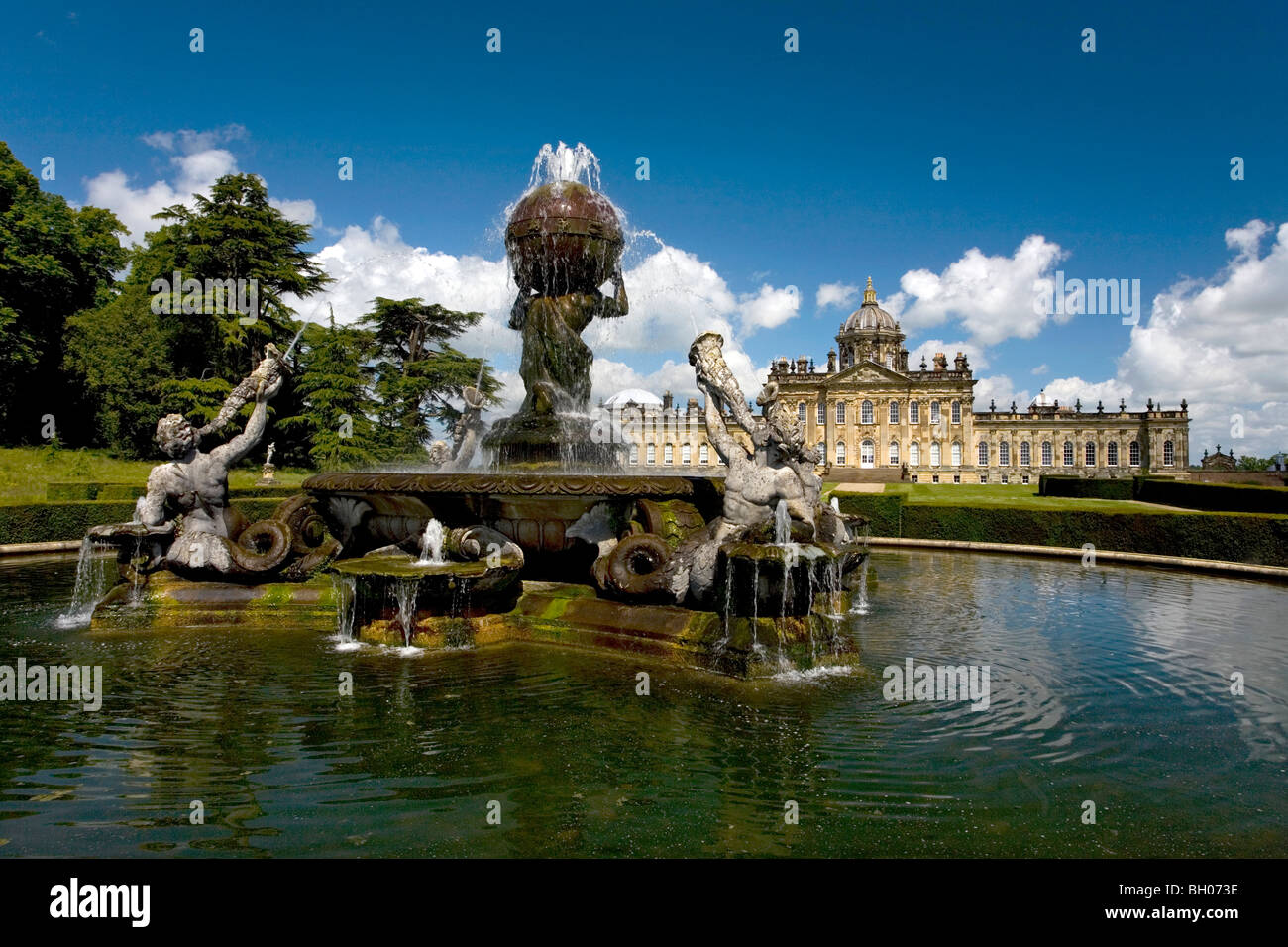 Atlas-Brunnen, Castle Howard, Yorkshire, England, UK Stockfoto