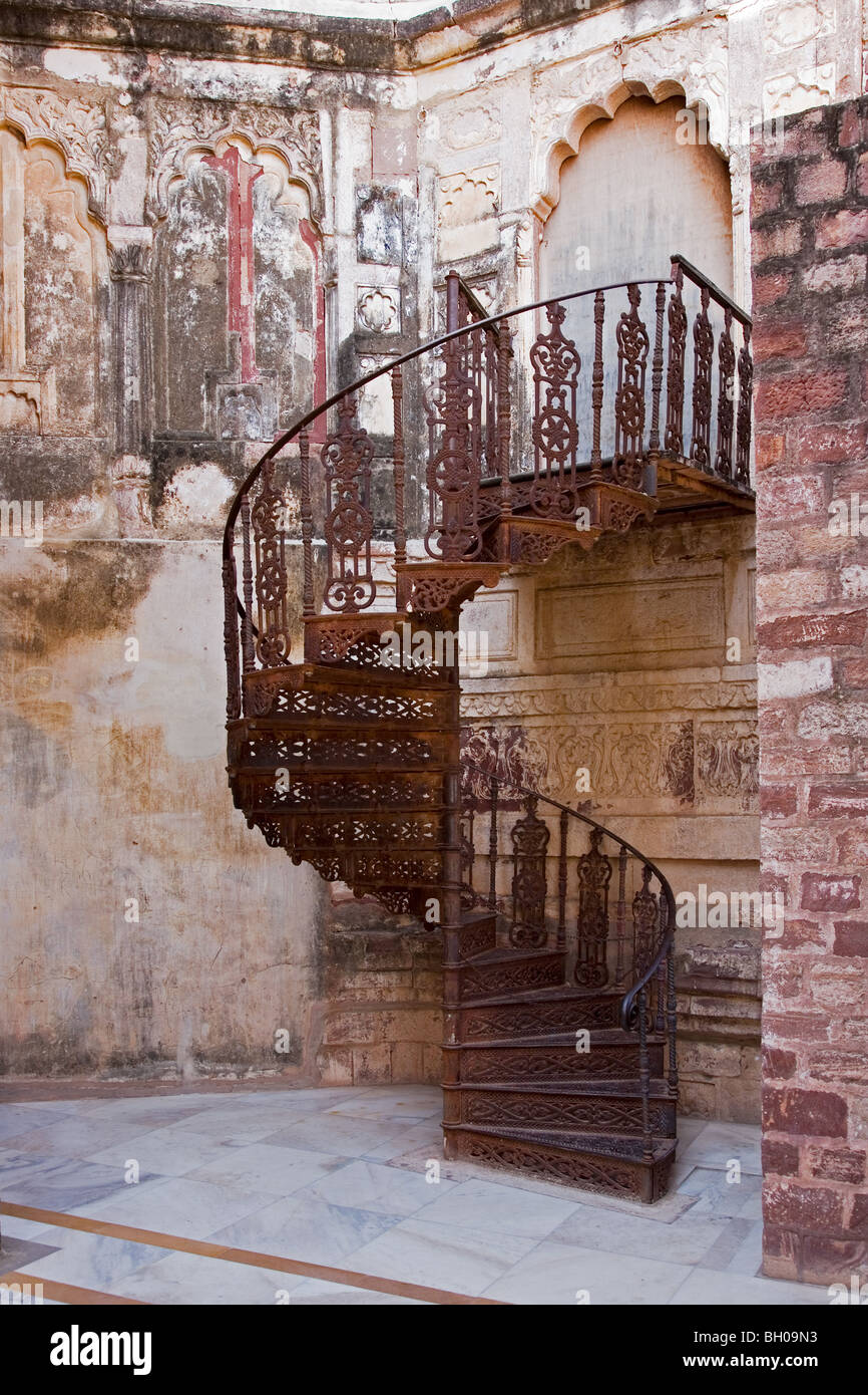 Treppe im Inneren Fort Mehrangarhin Rajasthan Indien Stockfoto