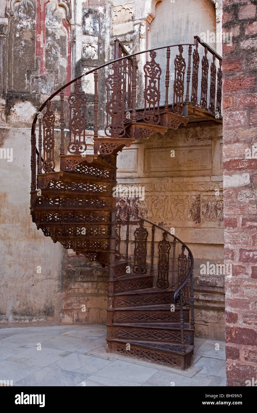 Treppe im Inneren Fort Mehrangarhin Rajasthan Indien Stockfoto