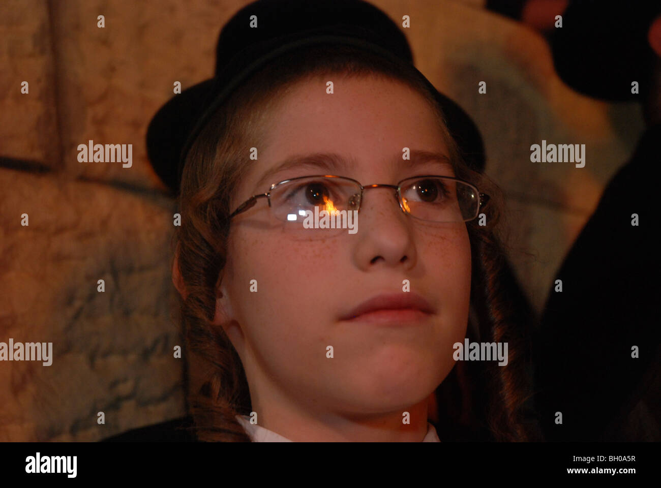 Israel, Galiläa, Berg Meron, Juden beten während der Verzögerung B'omer feiern am Berg Meron Stockfoto