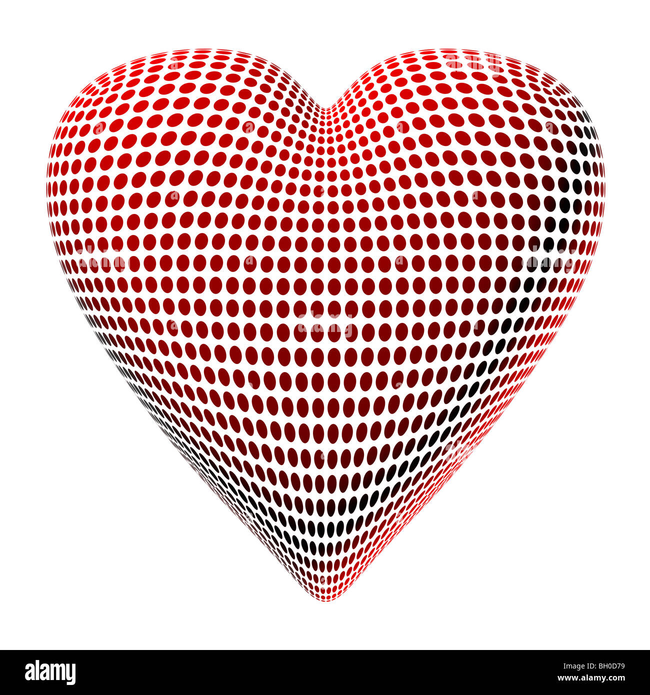 Isolierte Abbildung auf eine abstrakte Herz aus roten Punkten Stockfoto