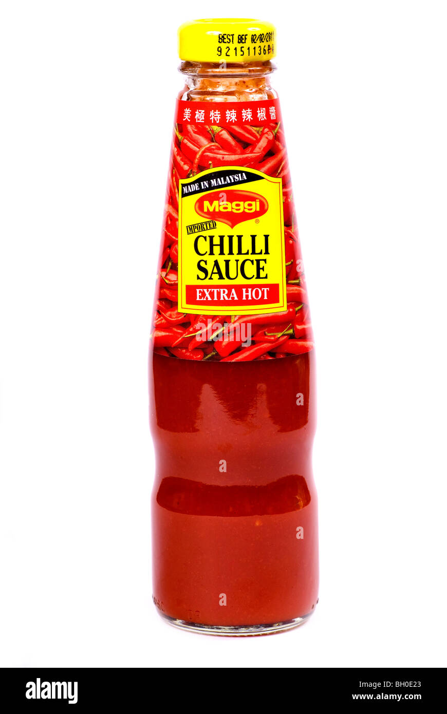 Ein Schnitt, Bild einer Flasche Maggi-Chili-Sauce Stockfoto