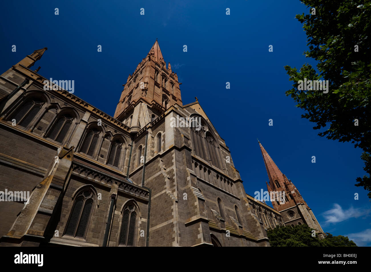 St. Pauls Cathedral, Melbourne, Australien, ein Wahrzeichen auf der Swanston Street. Stockfoto
