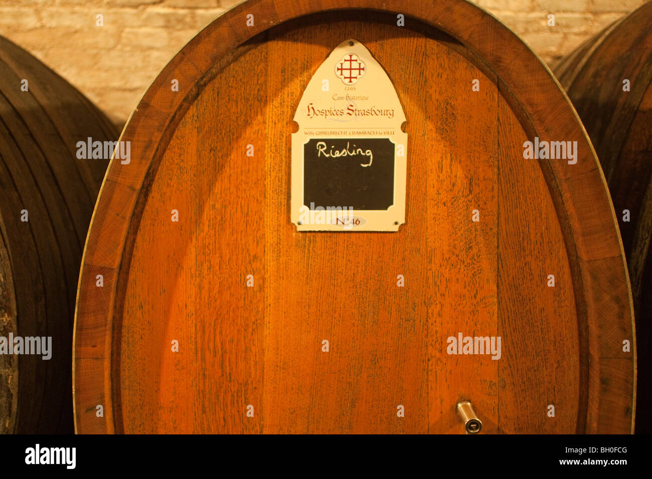 Holzfass, Fässer Wein in Hospices de Straßburg Elsass Frankreich horizontale 099919 Strasbourg Stockfoto