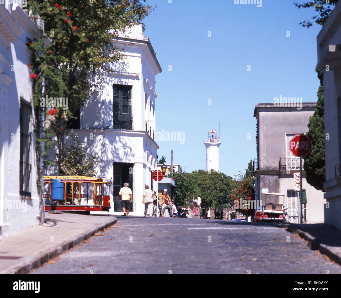 Straßenszene, Altstadt, Colonia del Sacramento, orientalische Republik östlich des Uruguay Stockfoto