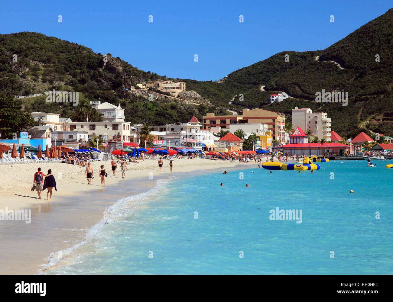 Der Strand von Philipsburg auf St. Maarten. Niederländische Karibik Stockfoto