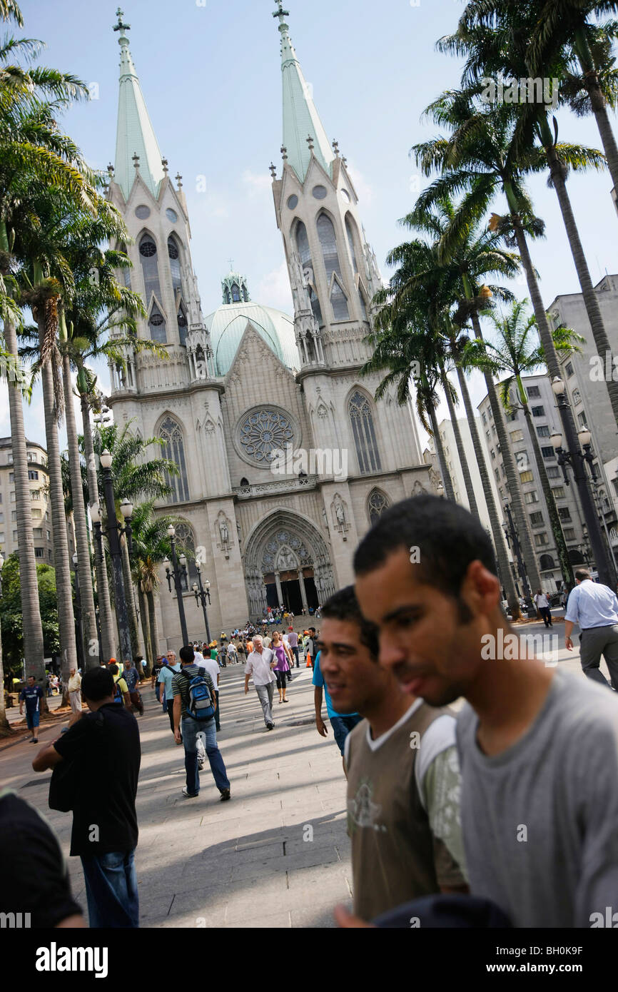 Sao Paulo-Kathedrale und Praca da Se, Sao Paulo, Brasilien Stockfoto