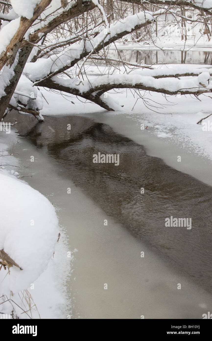 Milwaukee River im Winter Stockfoto