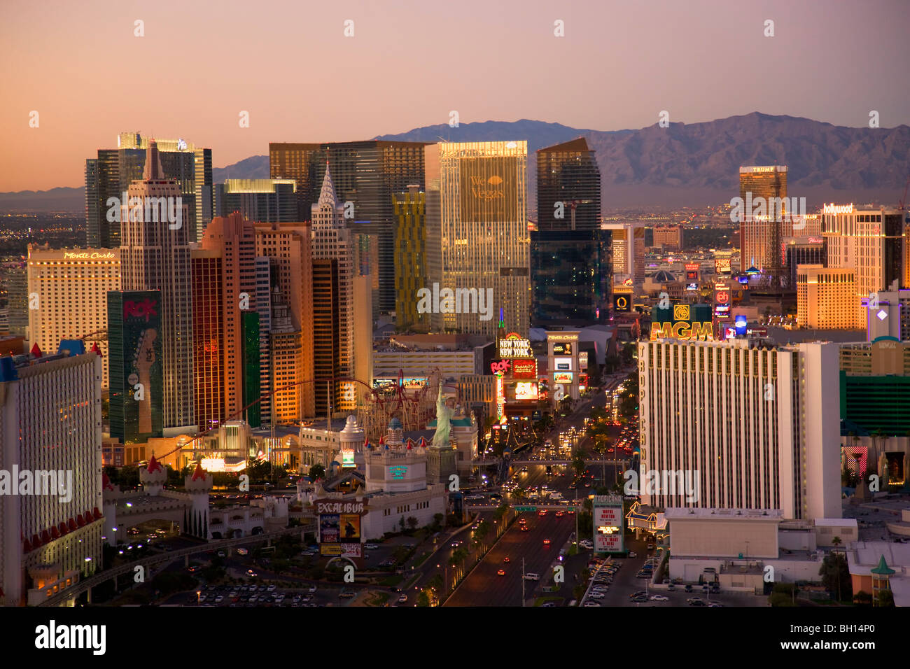 Luftaufnahme des Streifens, Las Vegas, Nevada. Stockfoto