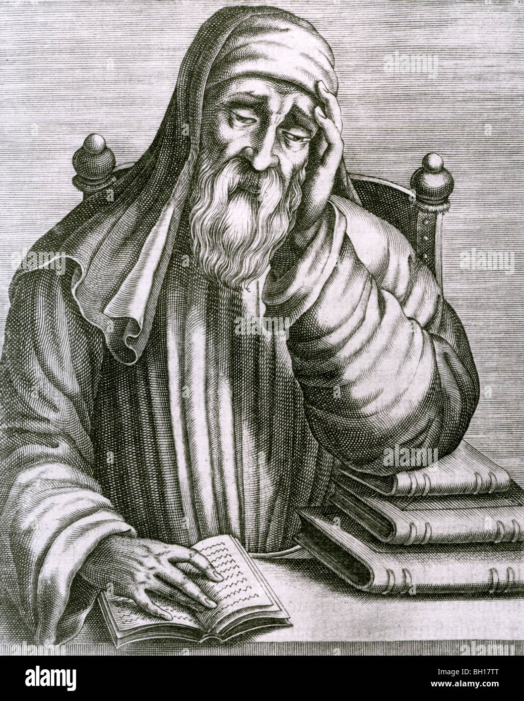 PLUTARCH - griechische Historiker und Philosoph (ca. 46-120 n. Chr.) in einem Kupferstich aus dem 18. Jahrhundert Stockfoto