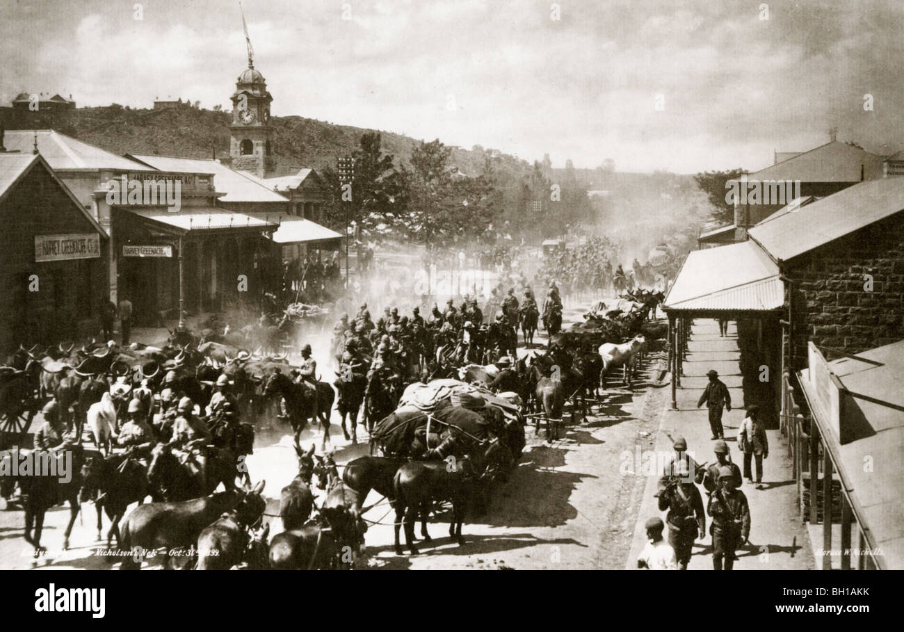 ZWEITER BOER-Krieg - britische Truppen Rückzug durch Ladysmith in Oktober 1899 - Informationen finden Sie unter Beschreibung Stockfoto