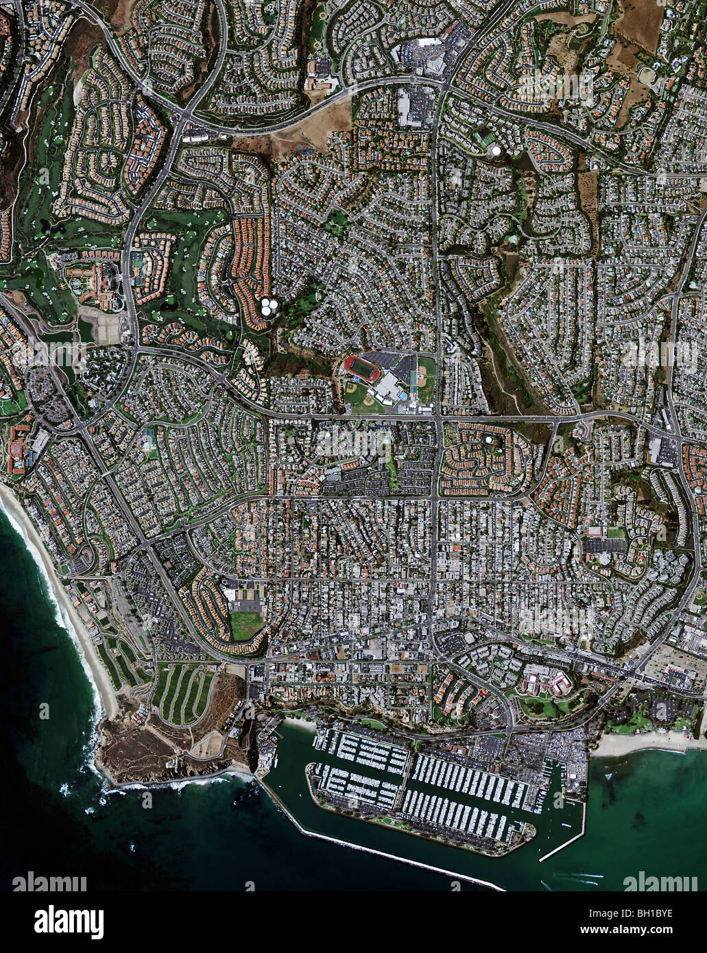 Luftbildkarte Draufsicht Dana Point Orange County in Kalifornien Stockfoto