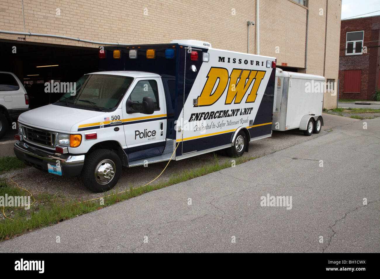 Mobile-DUI-Kontrollpunkt. Kansas City, MO, Polizei-Abteilung. Stockfoto