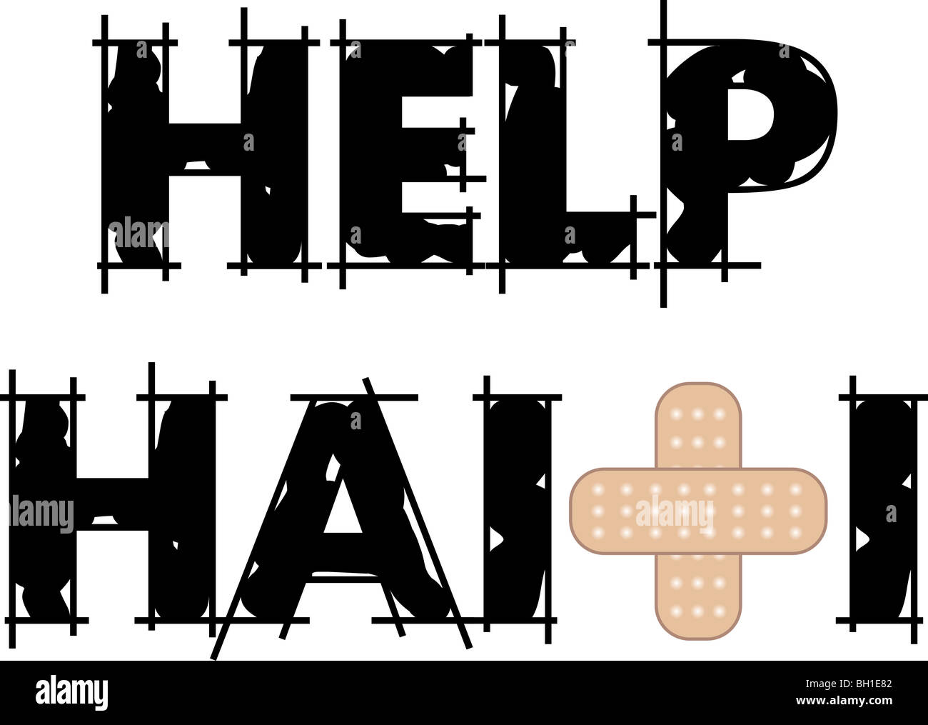Vektor-Illustration zu helfen Haiti mit einer Bandage zu heilen. Erdbeben Haiti am 12. Januar 2010. Stockfoto