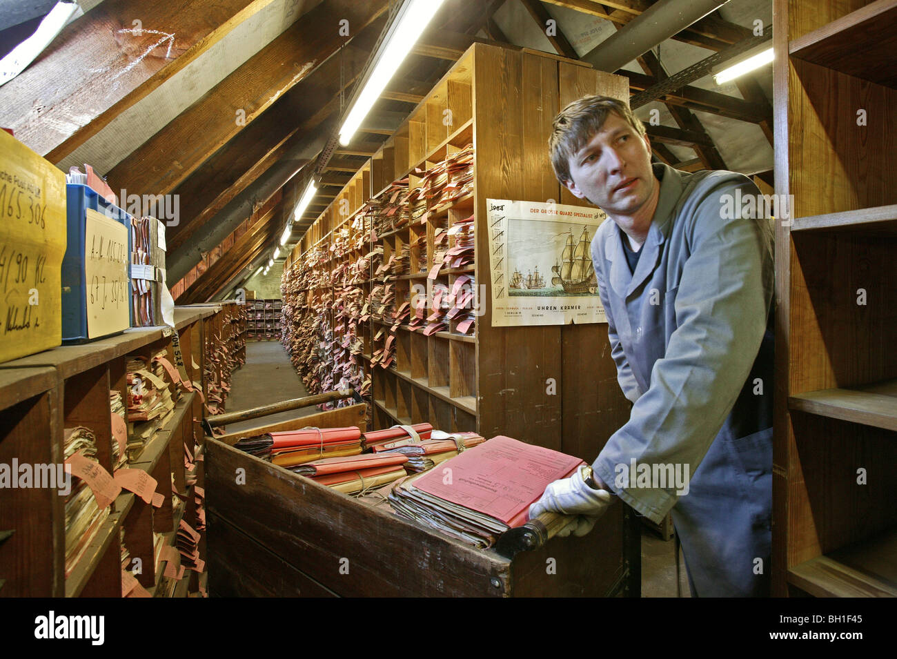 Dateien im Archiv des Amtsgerichts Moabit, Berlin, Deutschland, Europa Stockfoto