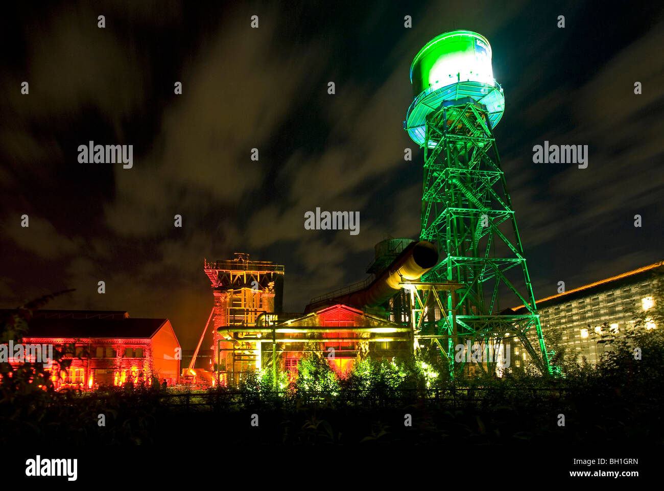 Beleuchtung, Jahrhunderthalle, Bochum, Ruhrgebiet, Nordrhein-Westfalen, Deutschland Stockfoto