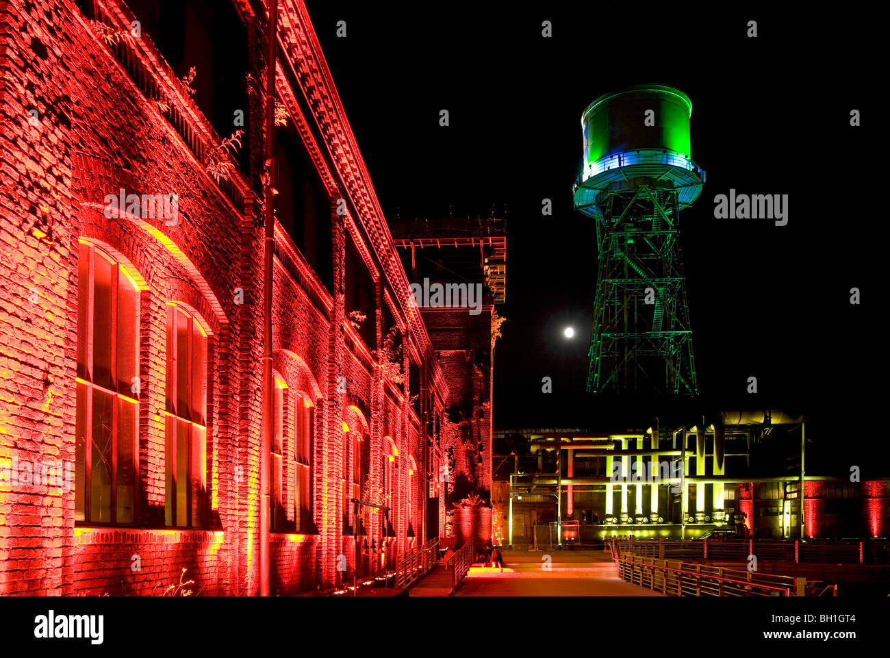 Beleuchtung, Jahrhunderthalle, Bochum, Ruhrgebiet, Nordrhein-Westfalen, Deutschland Stockfoto