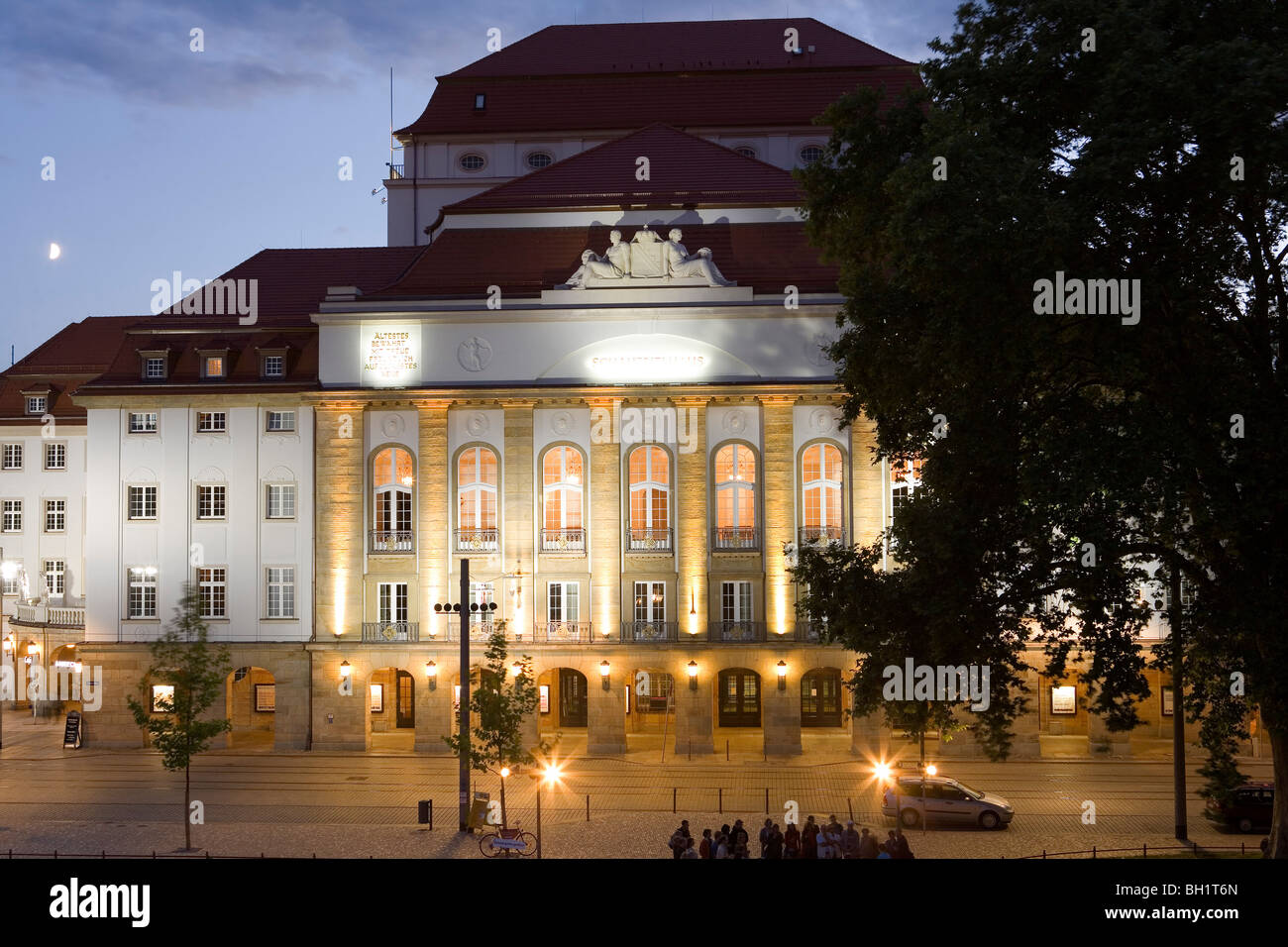 Theater in den Abend, Dresden, Sachsen, Deutschland Stockfoto
