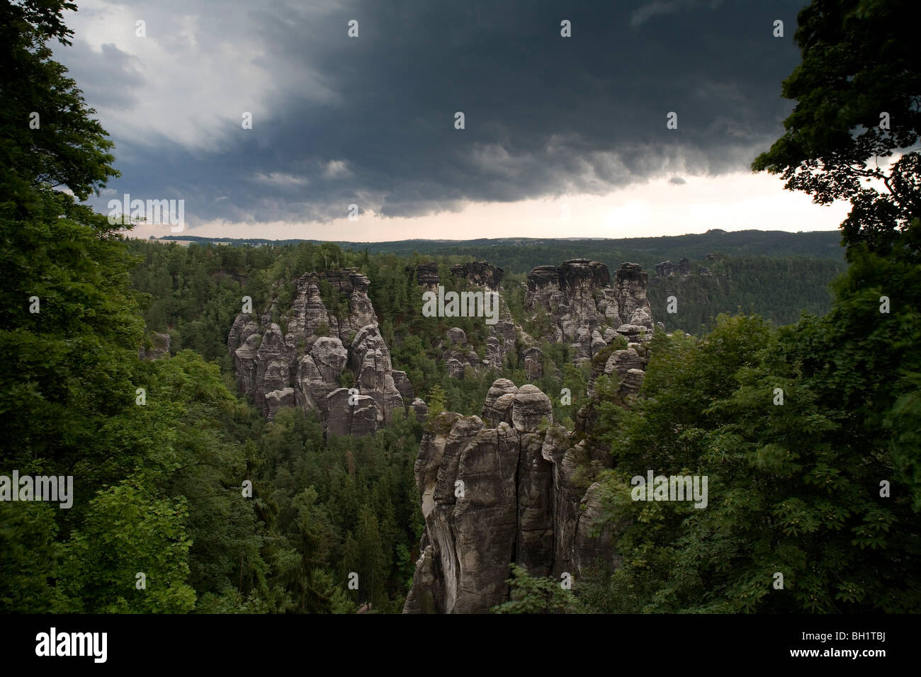 Felsformation, Elbsandsteingebirge, Sächsische Schweiz, Sachsen, Deutschland Stockfoto