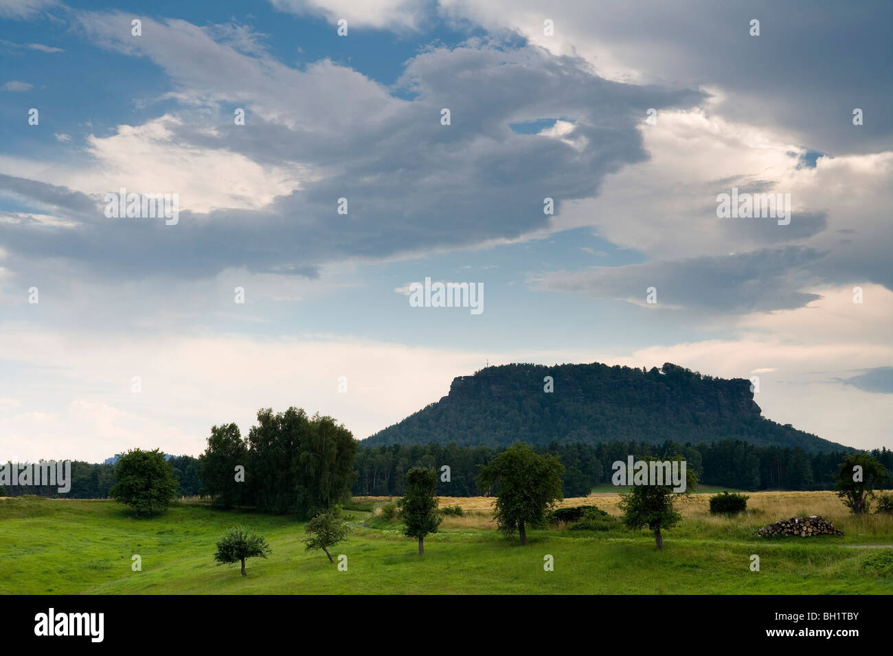 Montieren Sie, Lilienstein, Sächsische Schweiz, Elbsandsteingebirge, Sachsen, Deutschland Stockfoto