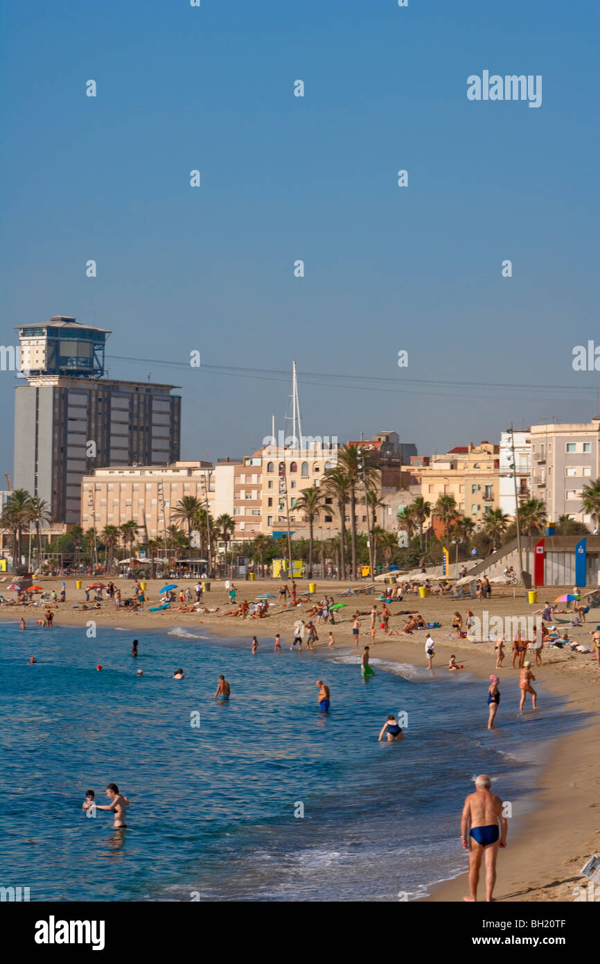 Barcelona - der Strand von Barceloneta Stockfoto