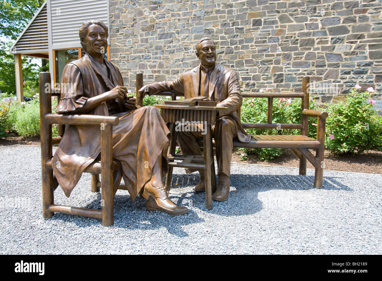 Statue von Franklin und Eleanor Roosevelt. Stockfoto