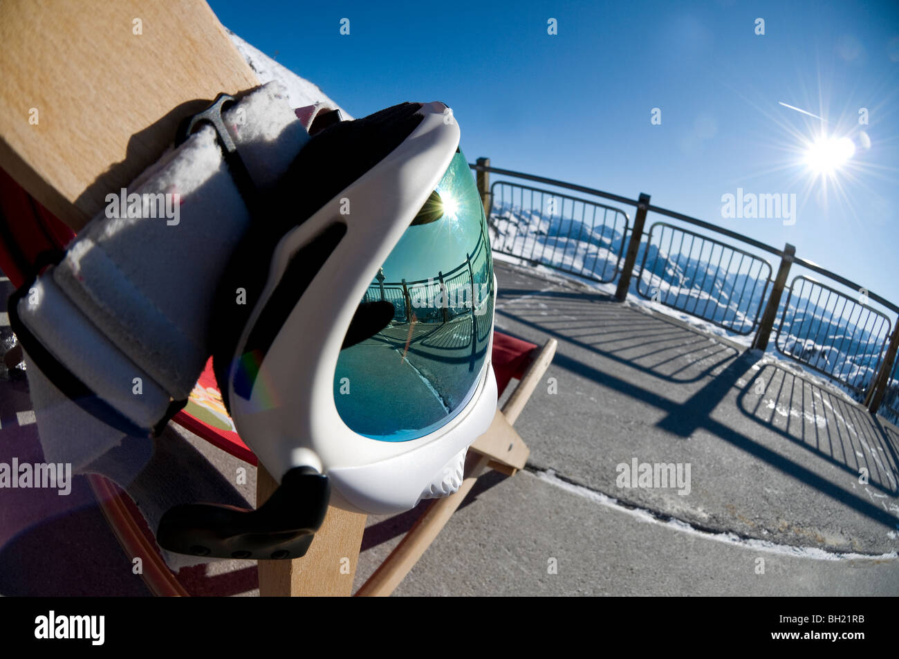 Ski Brille hängen, Liegestuhl, Kitzbühel, Österreich Stockfoto