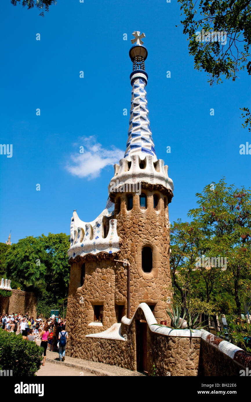 Barcelona - Spanisch-Art-Nouveau-Bewegung - Modernisme - Gaudi - Park Güell von Gaudi - Pavillons Stockfoto