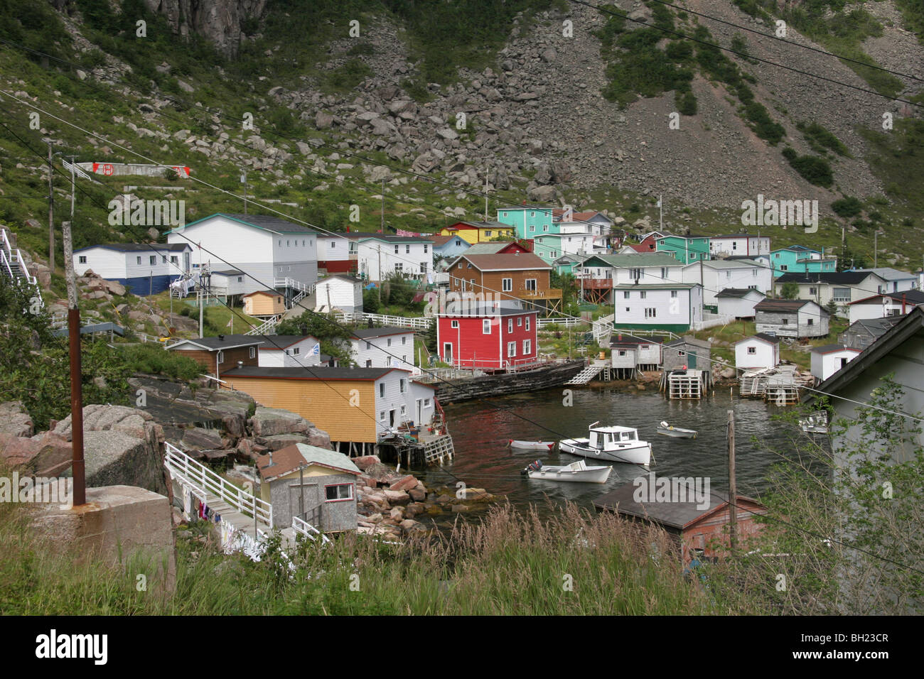 Die Uferpromenade in Francois, Newfoundland Stockfoto