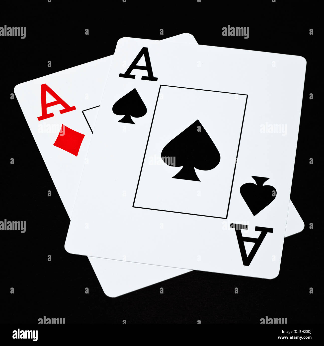 Poker-Karten zeigt ein paar Asse hand Stockfoto