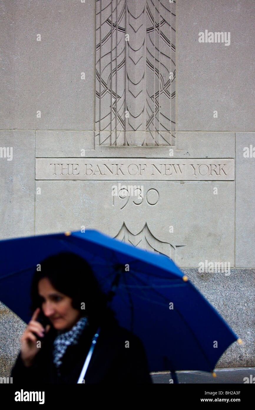 Bank of New York 1930 Gebäude auf 1 Wall Street in Downtown Manhattan, New York City Stockfoto