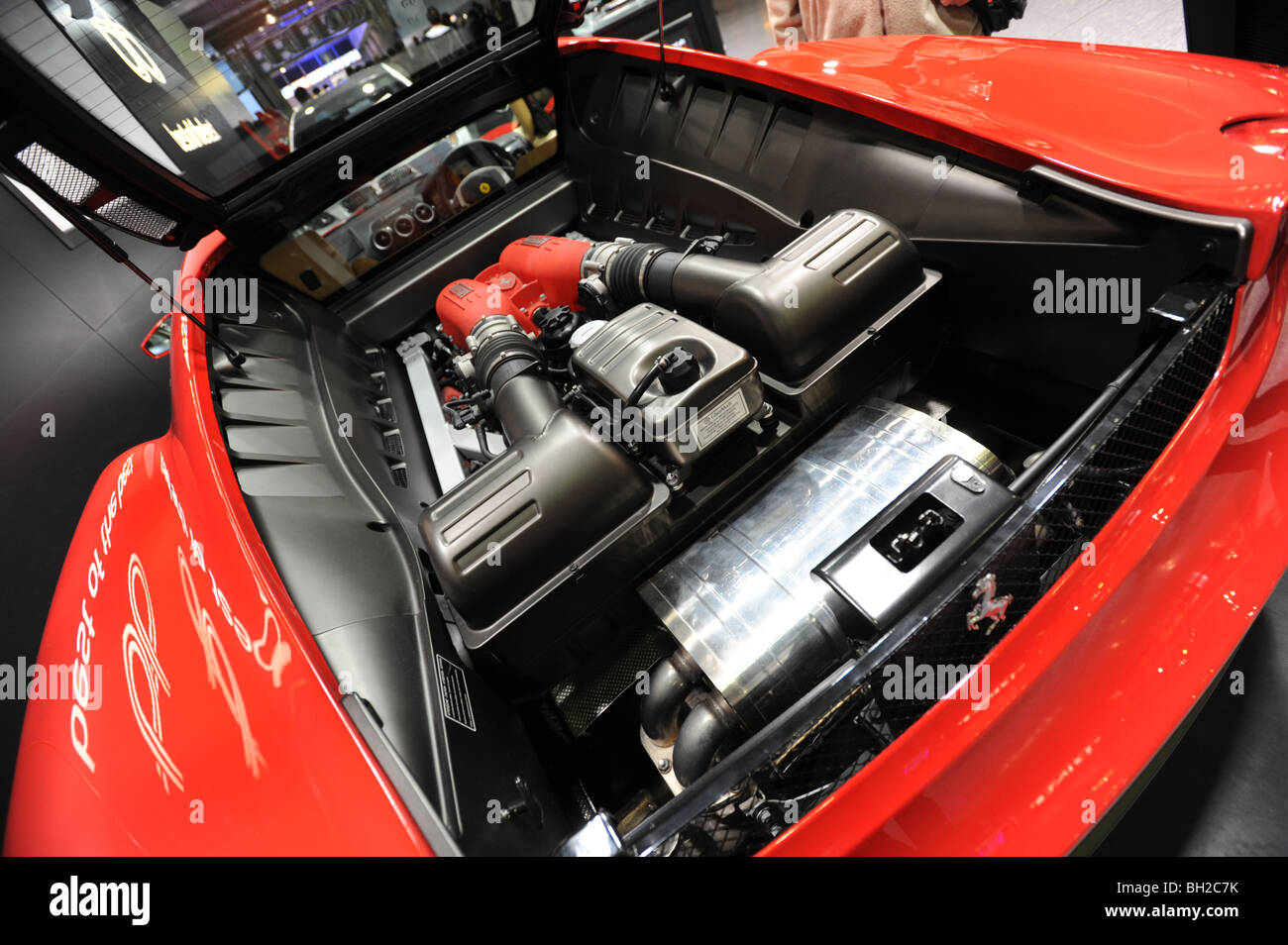 Details zu einem Supersportwagen Ferrari F 430 Stockfoto
