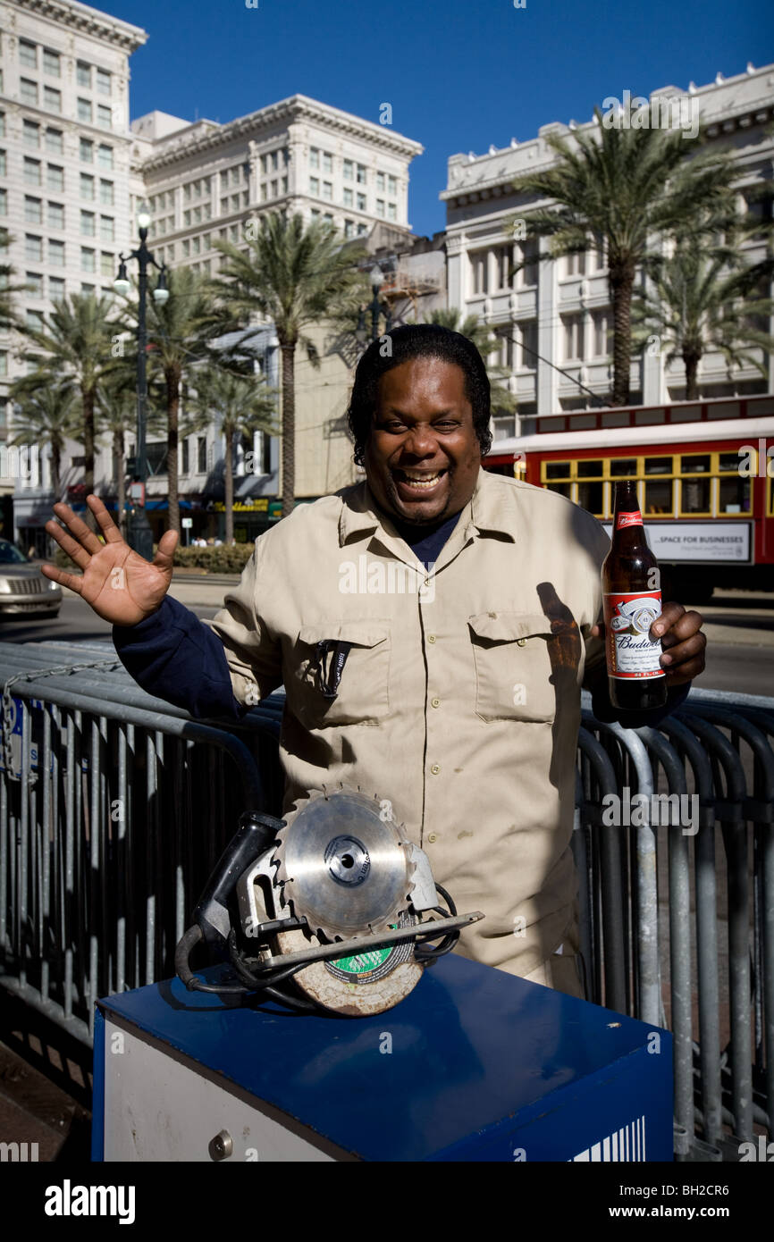Ein jovial schwarzer Mann, New Orleans, Louisiana Stockfoto